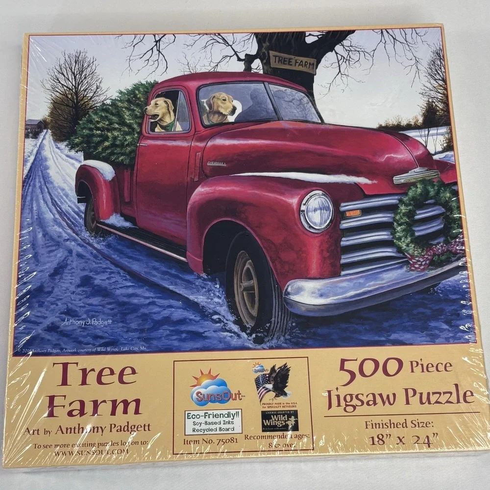 Lot Of Four Puzzles 3 New/Sealed 1 Preowned Dogs, Trains, Cars, Horses,‎ Beaches
